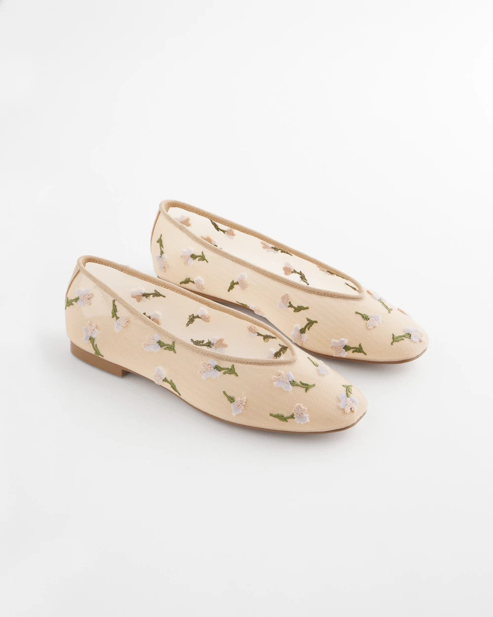 Chico's Sale Natural Orchid Embroidered Ballet Flats