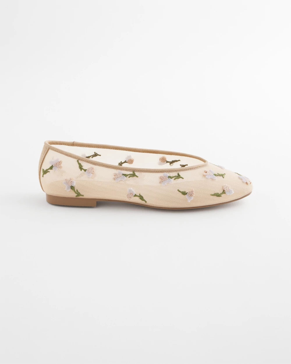 Chico's Sale Natural Orchid Embroidered Ballet Flats