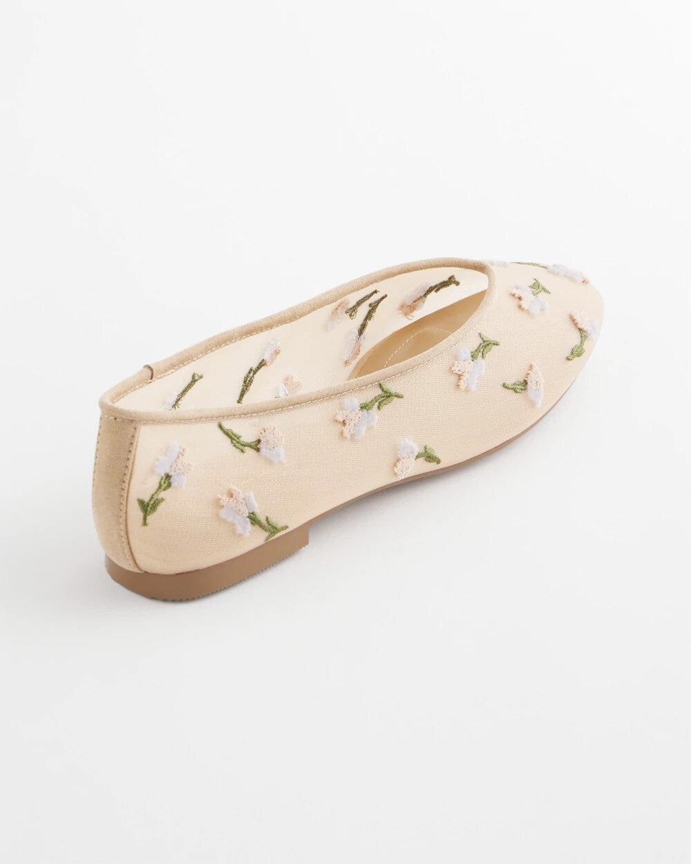 Chico's Sale Natural Orchid Embroidered Ballet Flats
