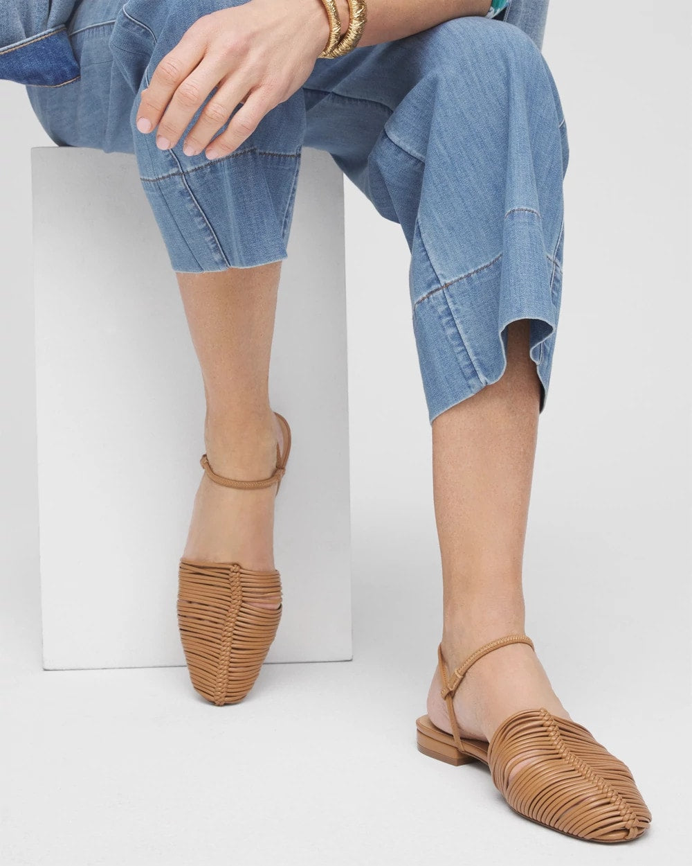 Chico's On Sale Tan Woven Slingback Sandals