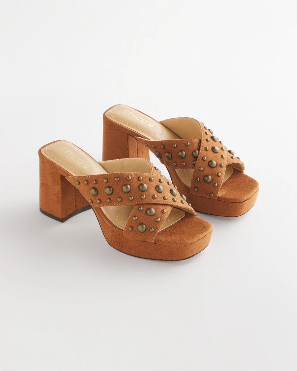 Chico's Online Cognac Vale Western Suede Block Heels