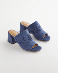Chico's Discount Blue Lotus Blue Lotus Suede Fringe Block Heels