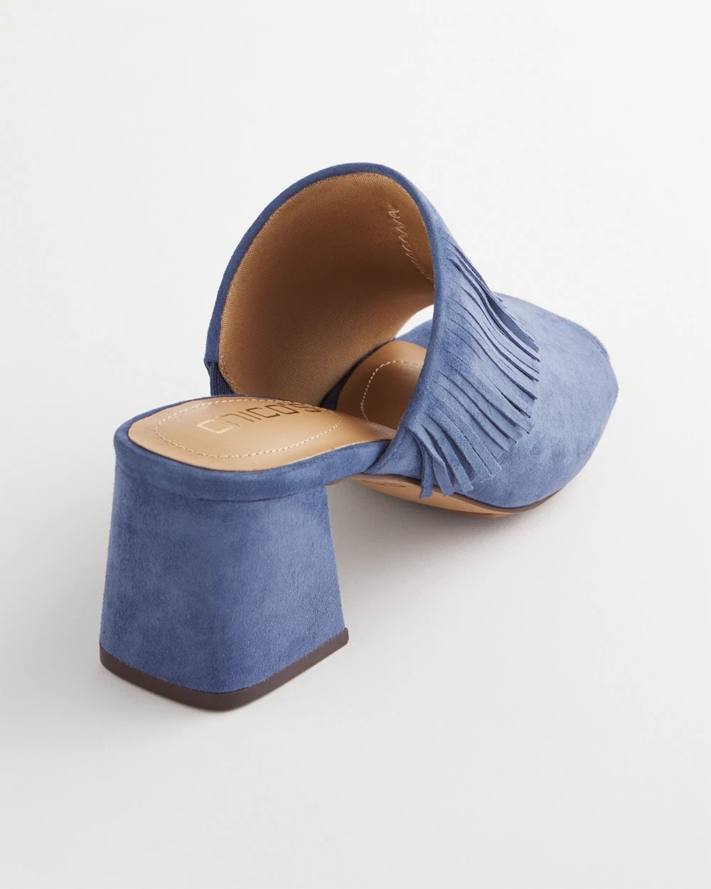 Chico's Discount Blue Lotus Blue Lotus Suede Fringe Block Heels