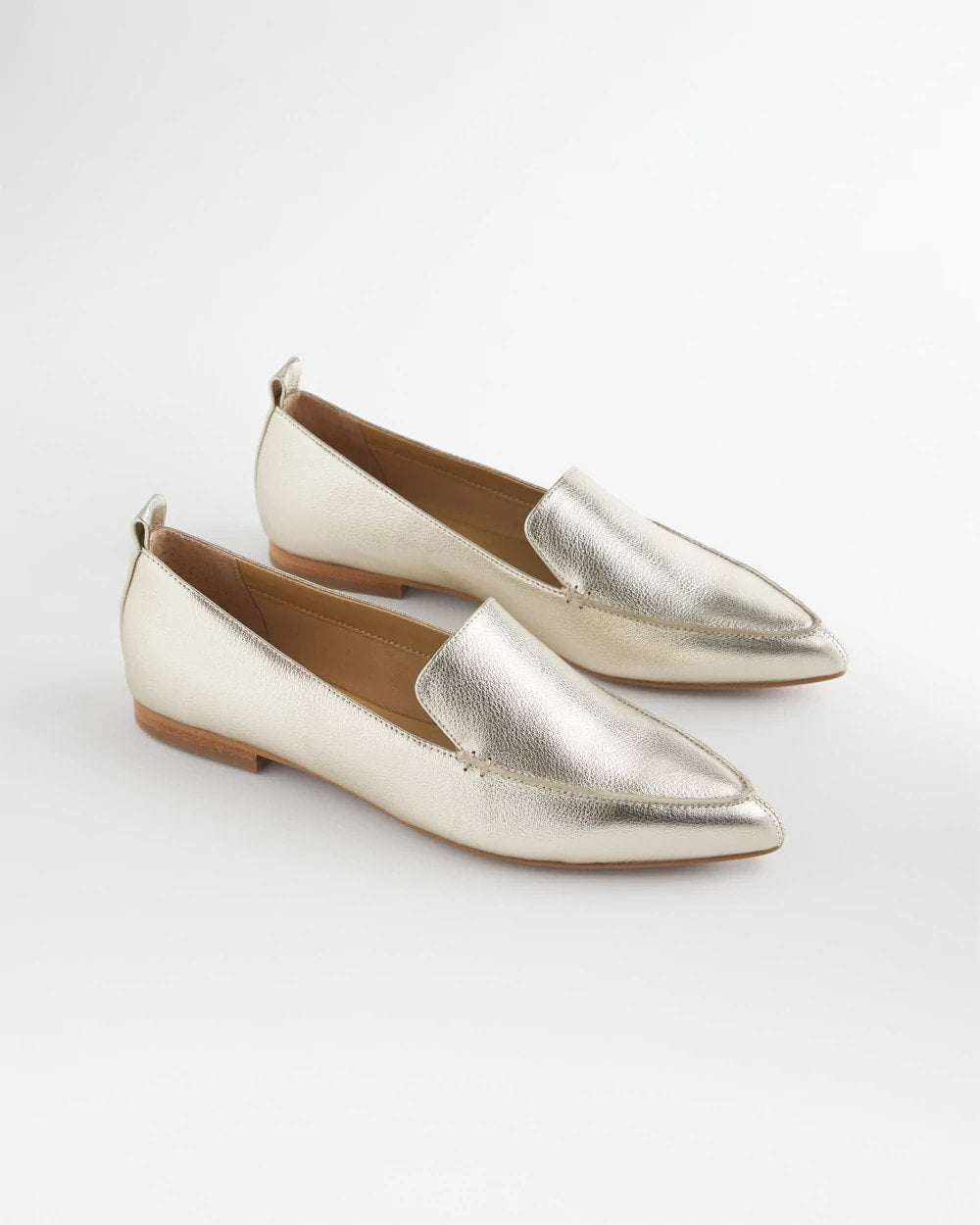 Chico's Sale Gold Gold Metallic Leather Loafer