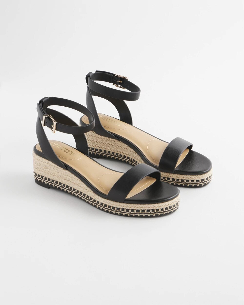 Chico's Outlet Black Brielle Espadrille Wedge Sandals