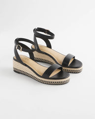 Chico's Outlet Black Brielle Espadrille Wedge Sandals