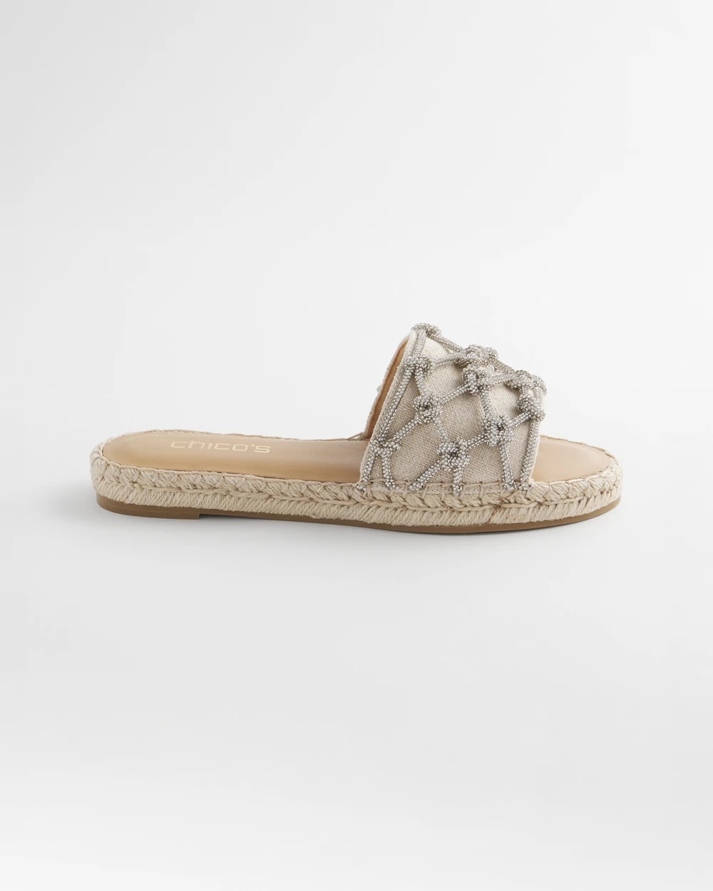 Chico's For Sale Silver Linen Knotted Espadrille Slides