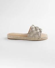 Chico's For Sale Silver Linen Knotted Espadrille Slides