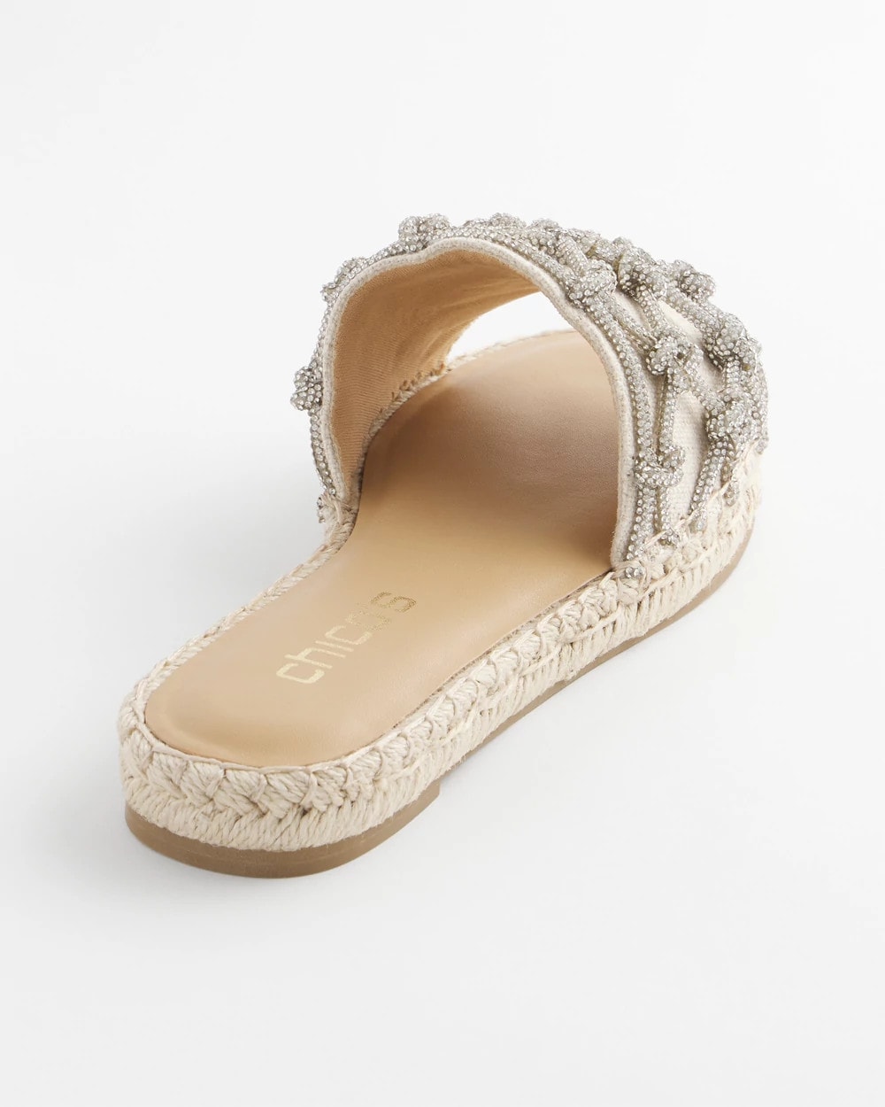 Chico's For Sale Silver Linen Knotted Espadrille Slides