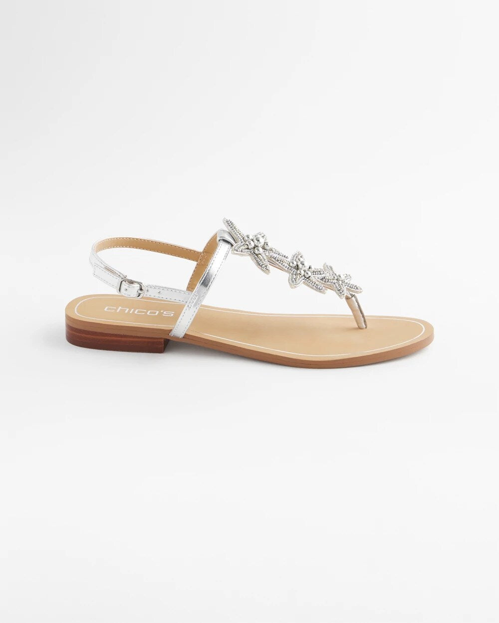 Chico's Outlet Silver Beach Starfish T-Strap Sandals