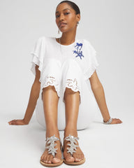 Chico's Outlet Silver Beach Starfish T-Strap Sandals