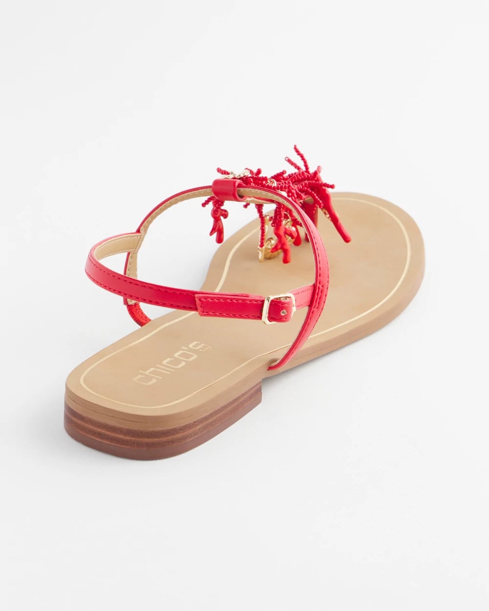 Chico's On Sale Red Coral Beach T-Strap Sandals