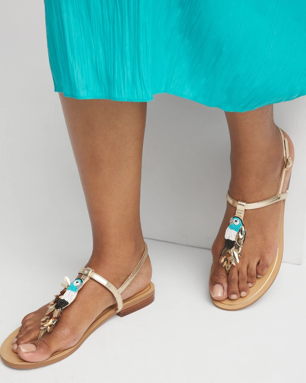 Chico's For Sale Multi Beach Parrot T-Strap Sandals