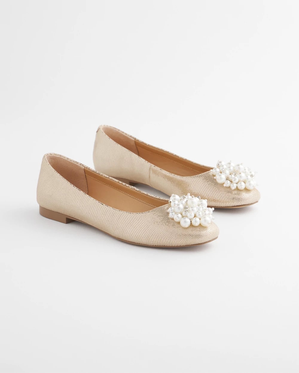 Chico's On Sale Gold Olympia Pearl Ballet Flats