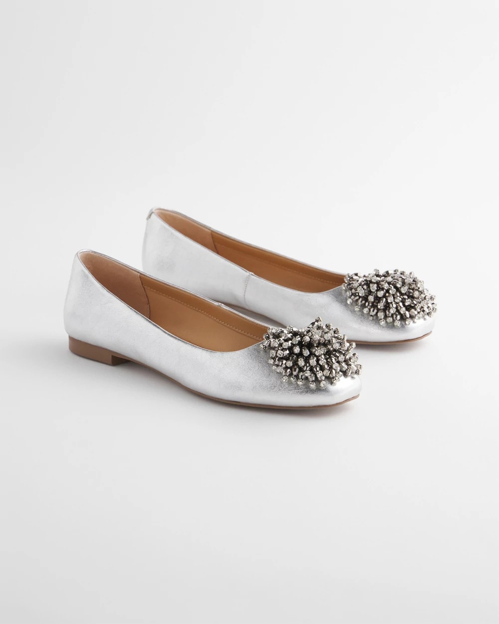 Chico's For Sale Metallic Omega Beaded Ballet Flats