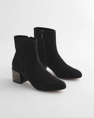 Chico's On Sale Black Embellished Destiny Art Deco Boot Heels