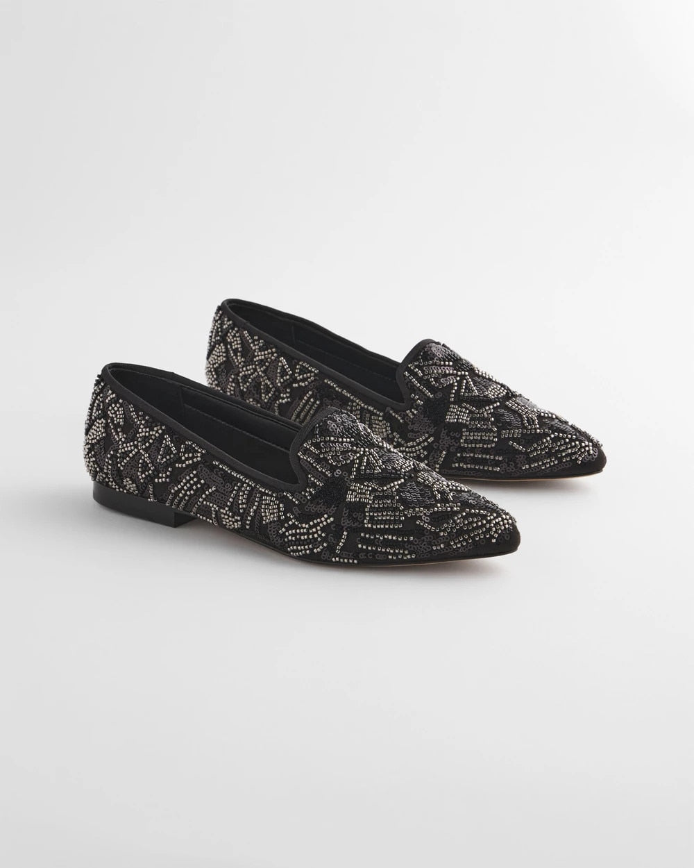 Chico's Online Black Gwyn Art Deco Beaded Flats