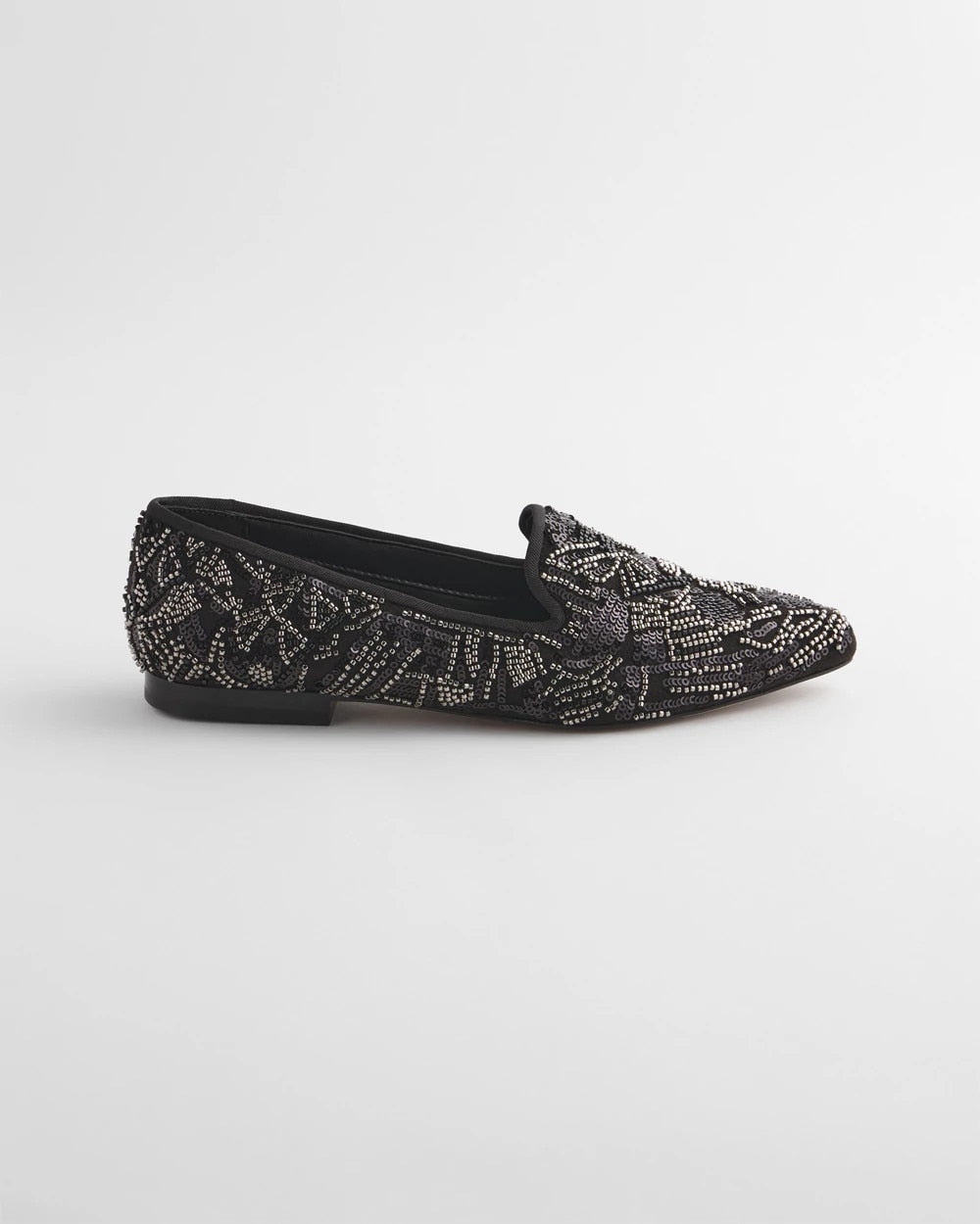 Chico's Online Black Gwyn Art Deco Beaded Flats