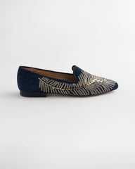 Chico's Discount Denim Peacock Embroidered Flats