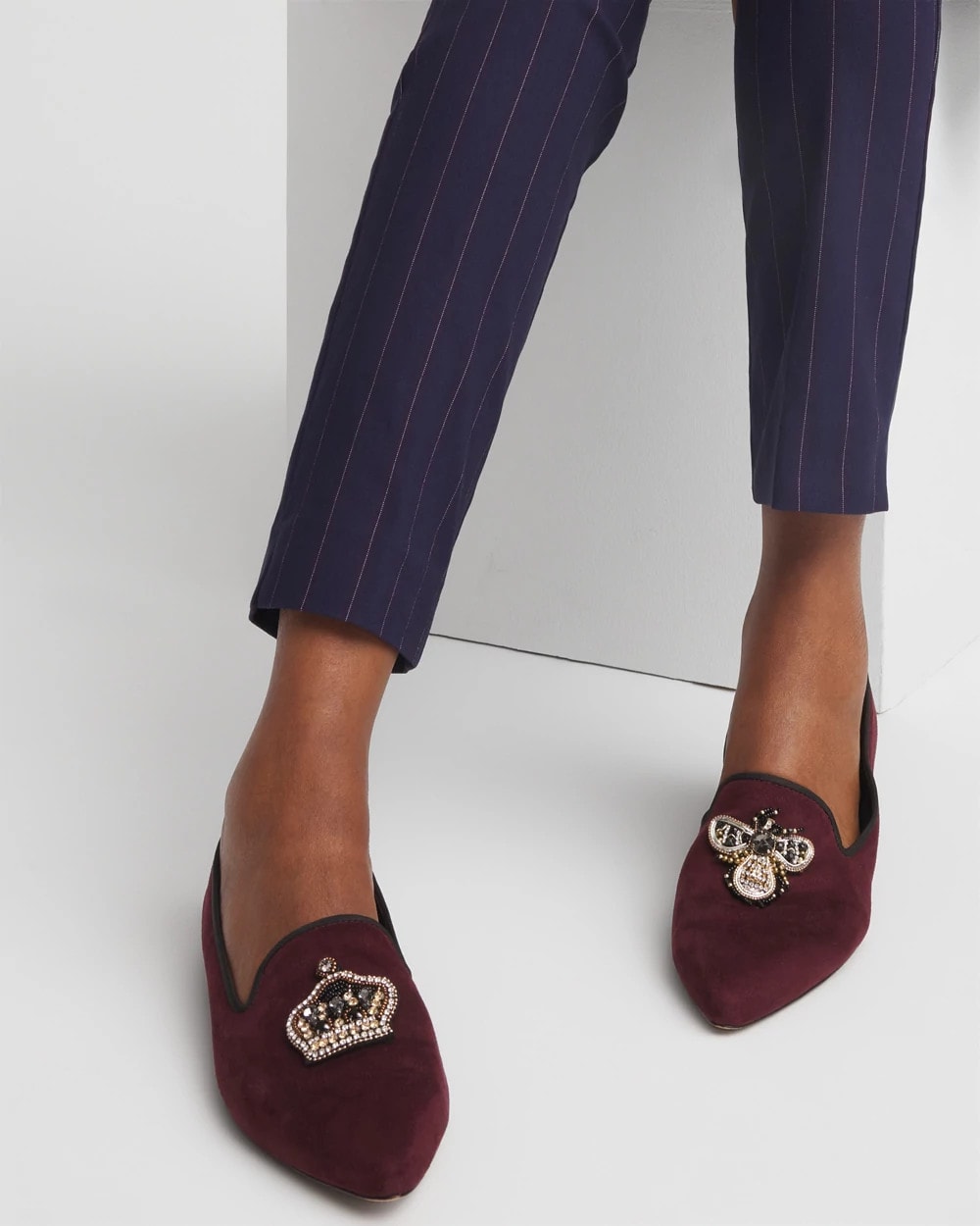 Chico's Sale Blackened Burgundy Grace Queen Bee Slip-On Loafers