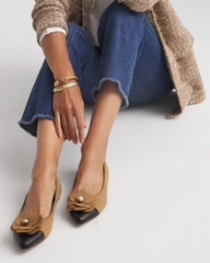 Chico's Outlet Caramel Apple Microsuede Ballet Flats
