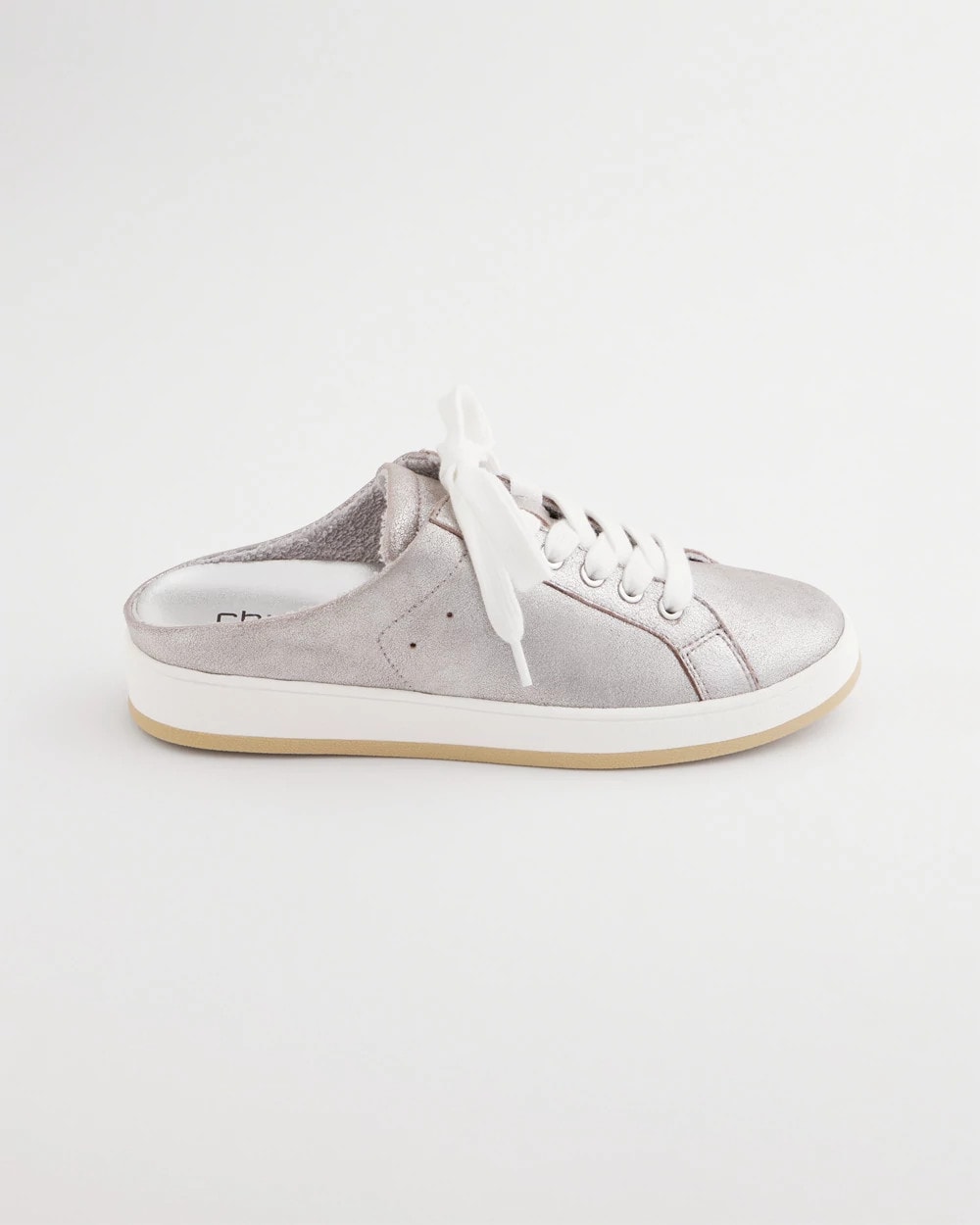Chico's For Sale Metallic Silver Metallic Snap Slip-On Sneakers