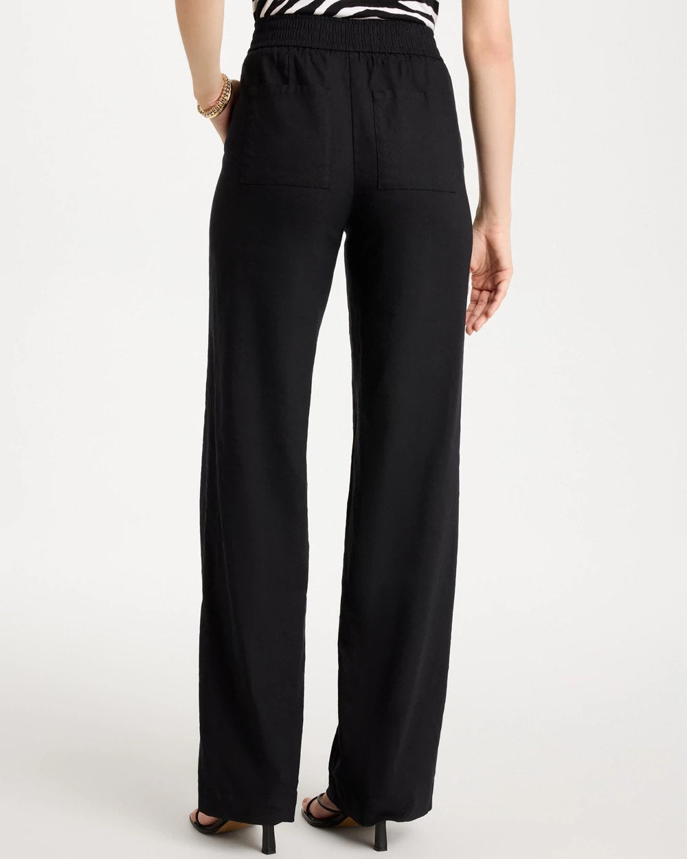 Chico's Sale Black Pull-On Wide-Leg Linen Pants