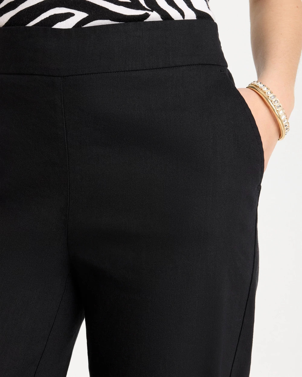 Chico's Sale Black Pull-On Wide-Leg Linen Pants