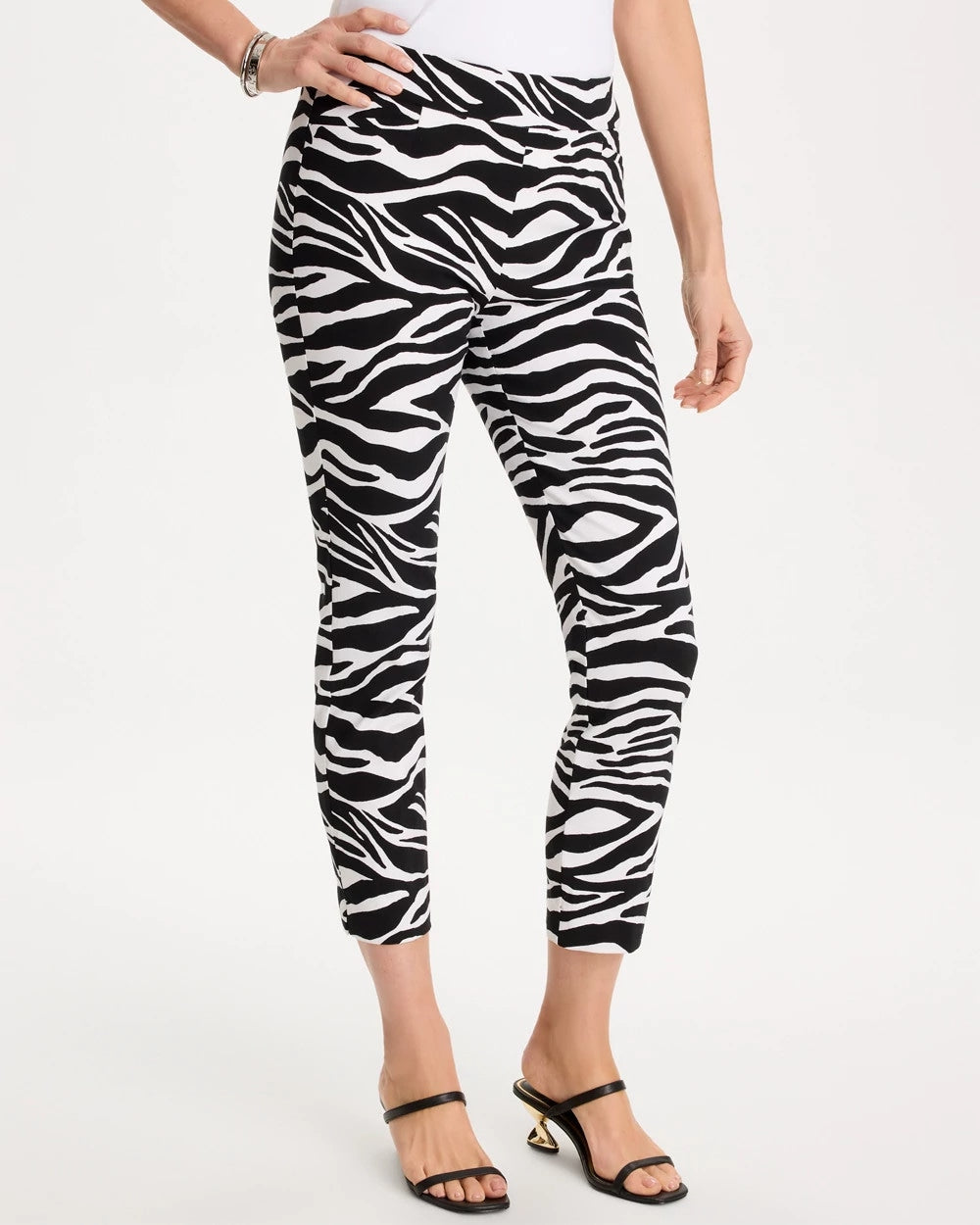 Chico's For Sale Black Zebra Brigitte™ Slim Pull-On Crop Pant