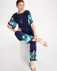 Chico's Online Kings Navy Travelers™ Palm Border Crop Pant