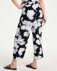 Chico's Sale Black Travelers™ Knit Abstract Floral Cropped Pants