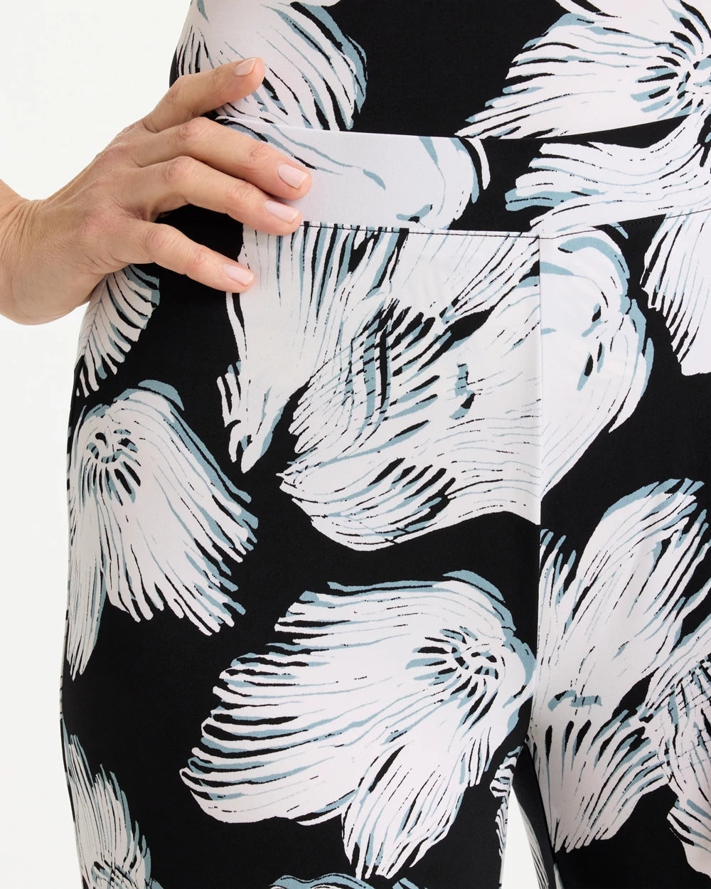 Chico's Sale Black Travelers™ Knit Abstract Floral Cropped Pants