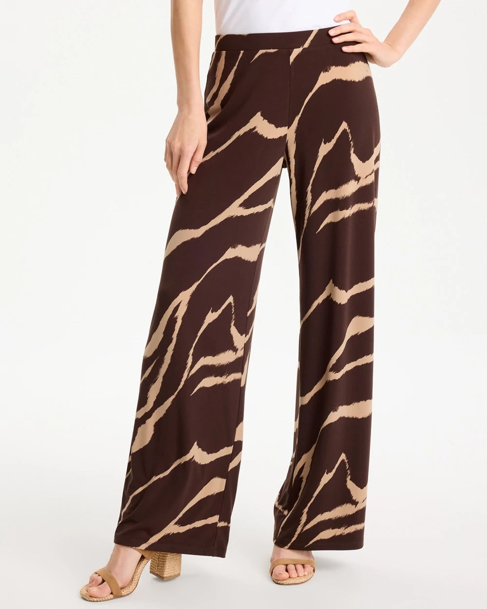 Chico's On Sale Cocoa Bean Travelers™ Zebra Knit Wide-Leg Pants