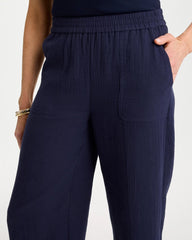 Chico's Online Passport Blue Cotton Gauze Tapered Crop Pant