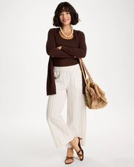 Chico's For Sale Natural Pinstriped Linen-Cotton Crop Pant