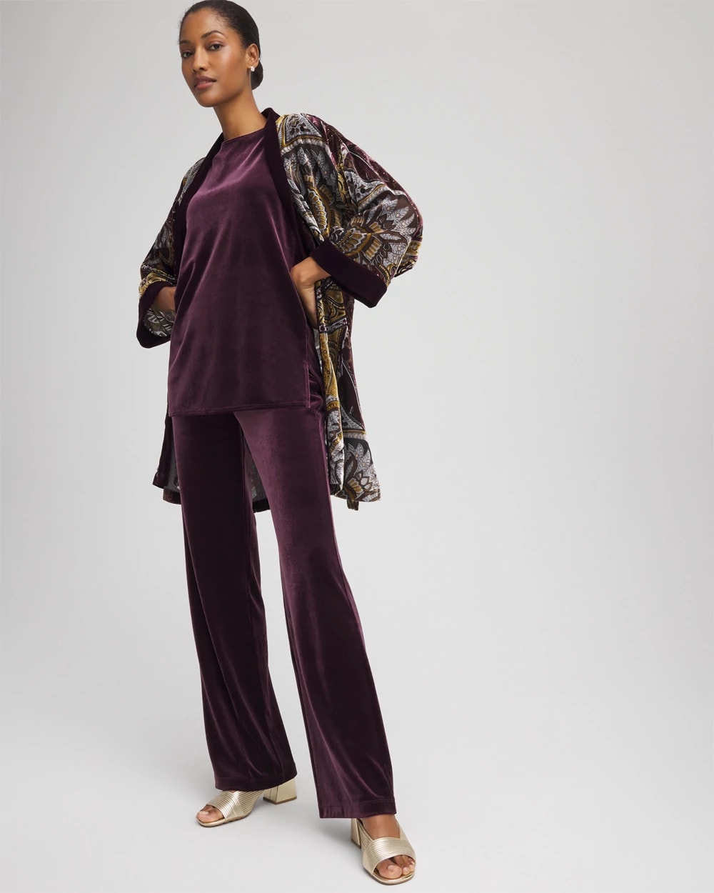 Chico's On Sale Night Bloom Travelers™ Velvet No Tummy Pants