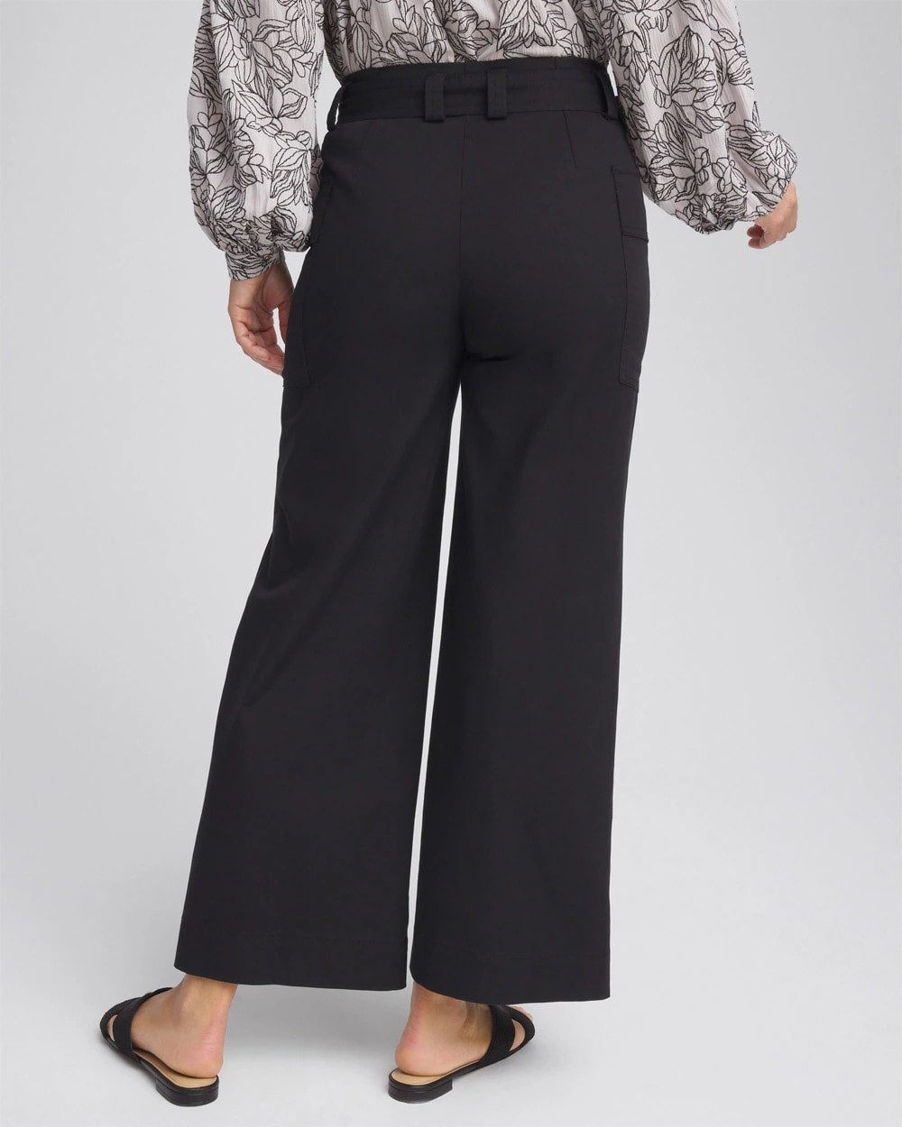 Chico's Sale Black Belted Twill Utility Cropped Pants
