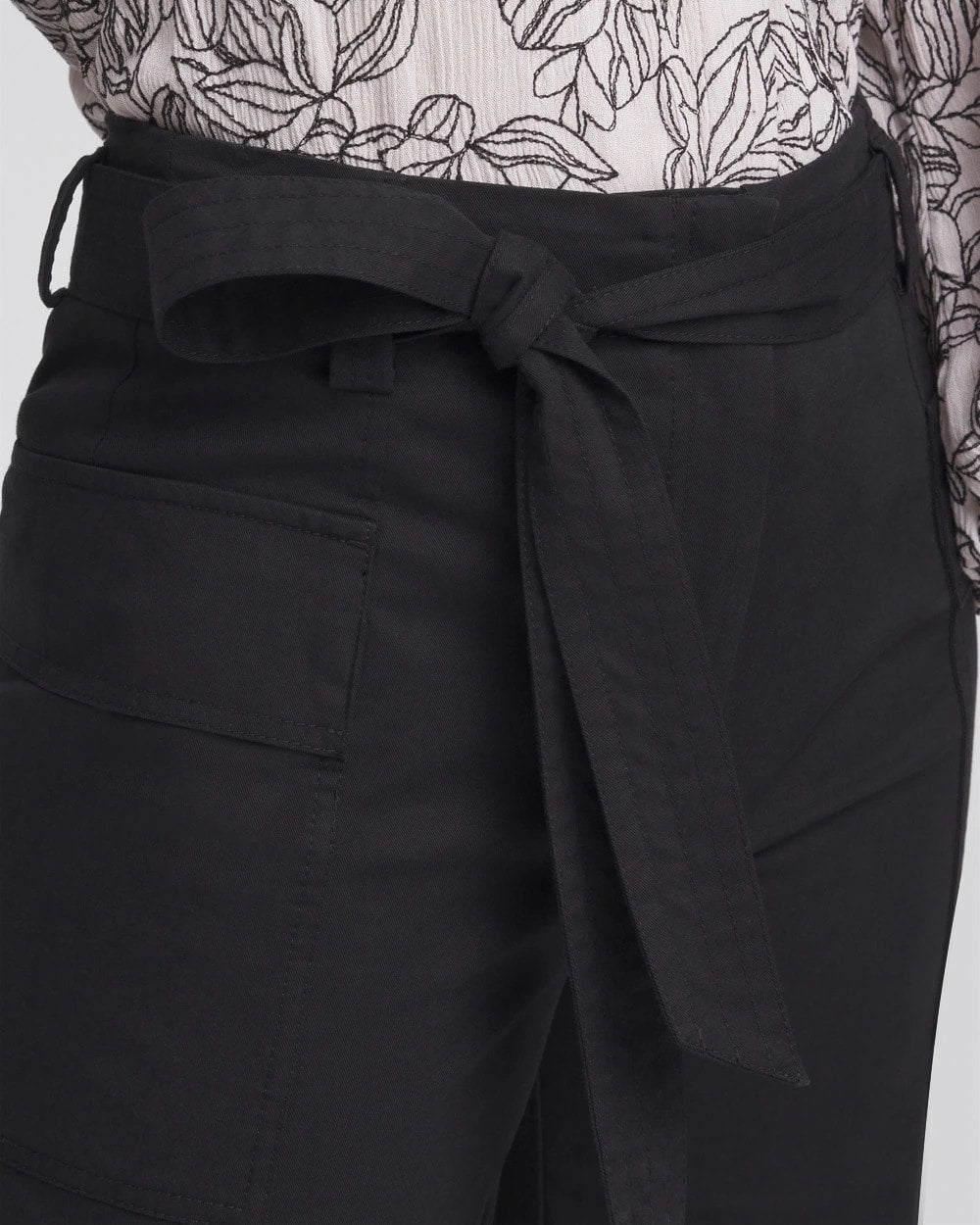 Chico's Sale Black Belted Twill Utility Cropped Pants