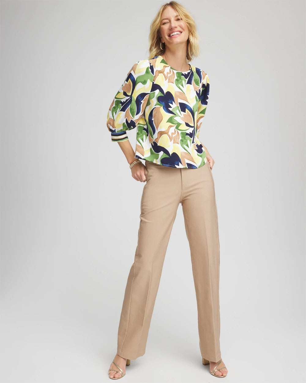 Chico's For Sale Cattail Brown Petite Cotton Straight-Leg Trousers