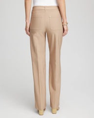 Chico's For Sale Cattail Brown Petite Cotton Straight-Leg Trousers