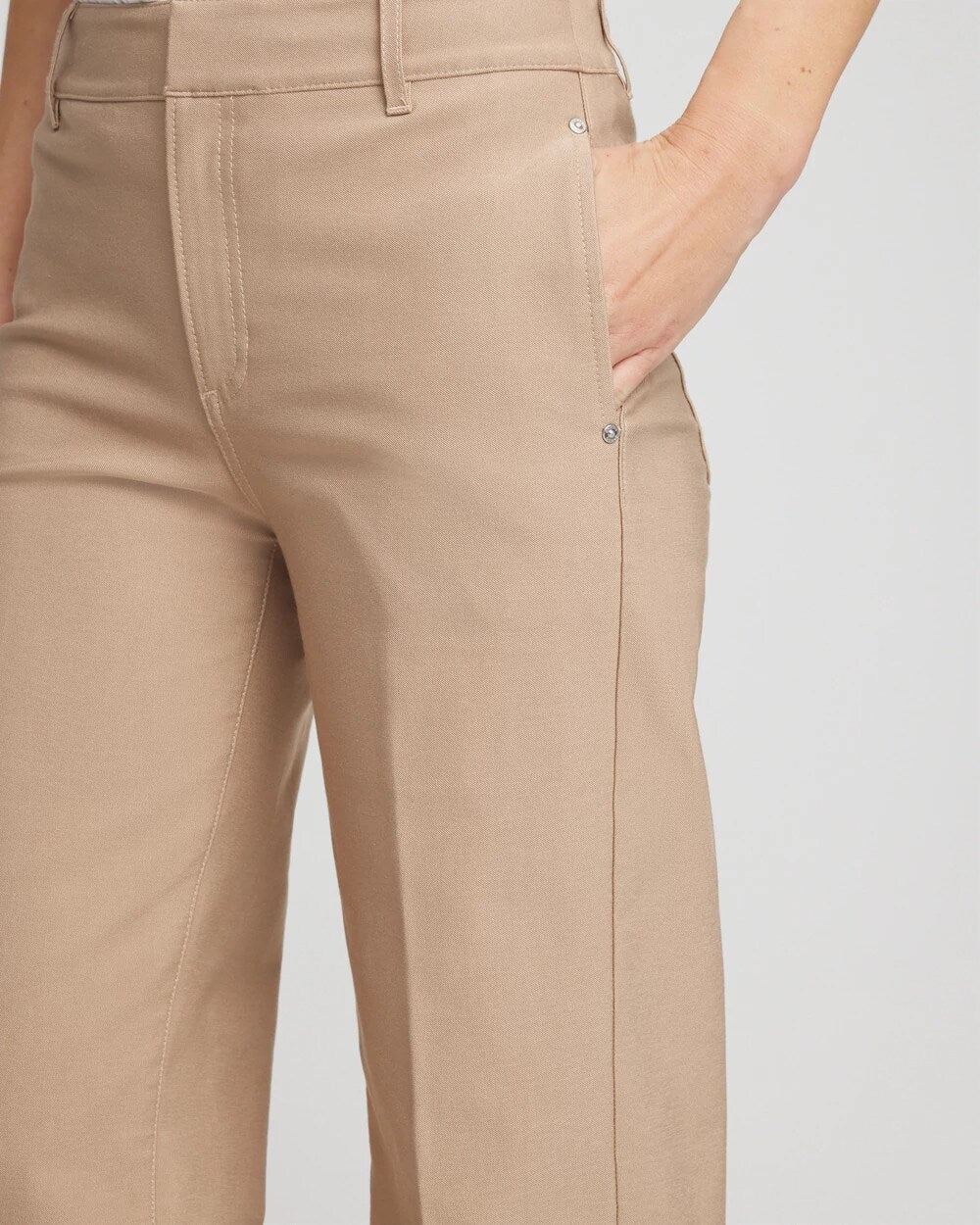 Chico's For Sale Cattail Brown Petite Cotton Straight-Leg Trousers