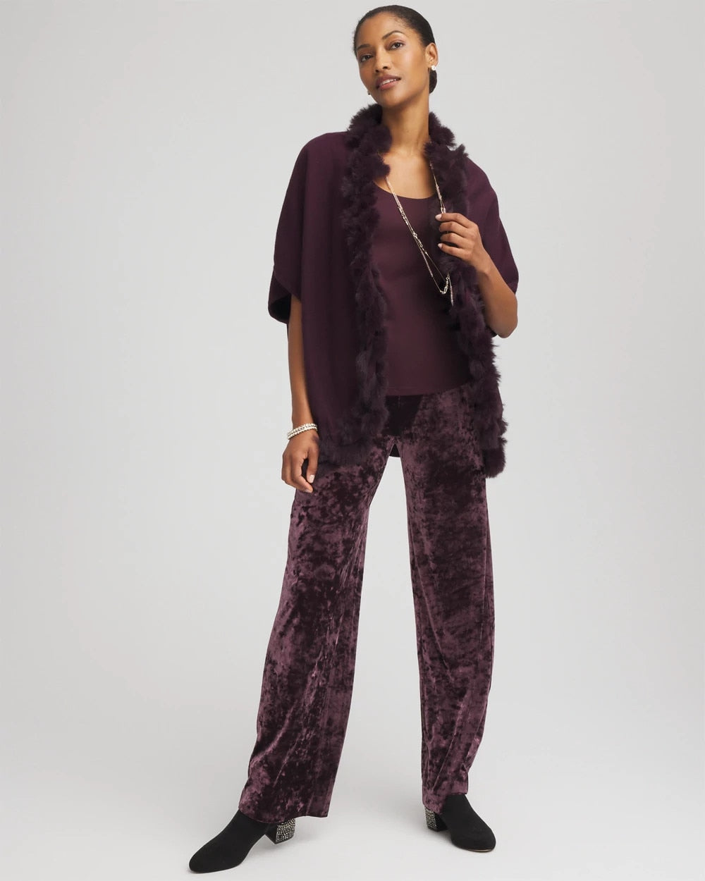 Chico's Online Night Bloom Crushed Velvet Wide-Leg Pants