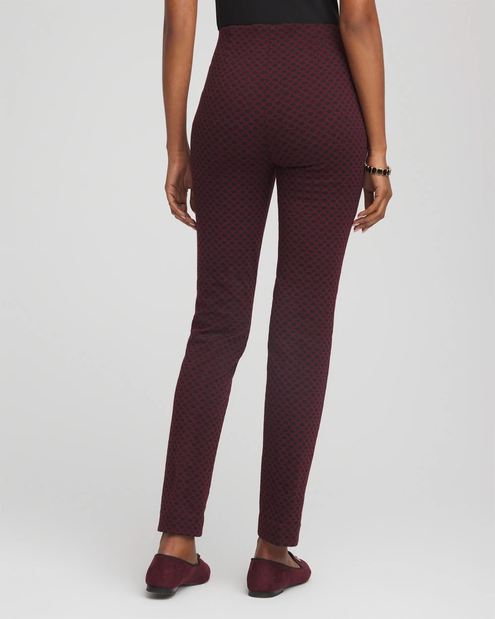 Chico's Sale Black Circle Jacquard Juliet Slim Ankle Pants
