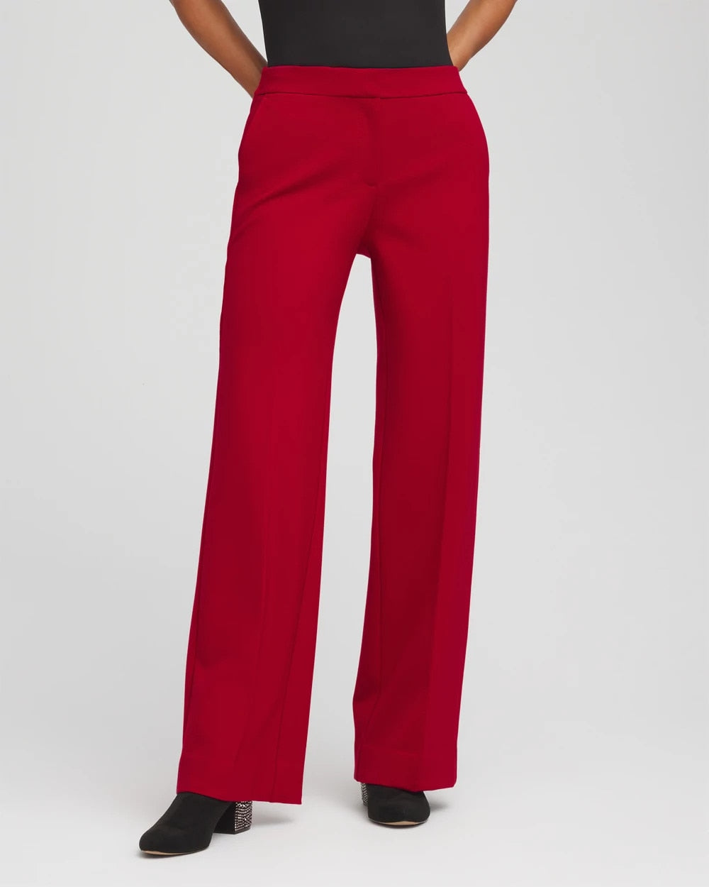 Chico's On Sale Carmine Red Emme Wide-Leg Trouser Ponte Pants