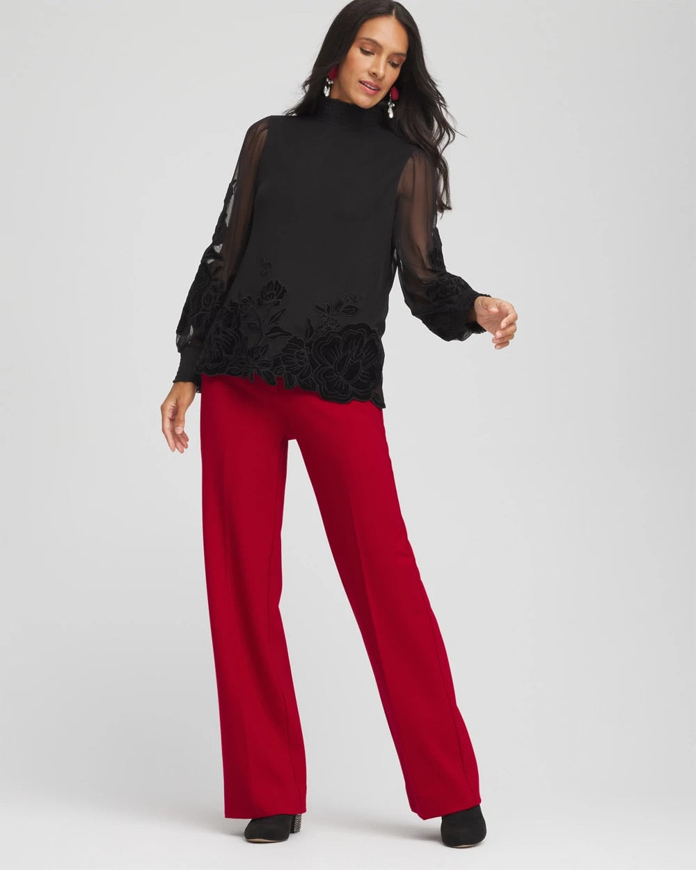 Chico's On Sale Carmine Red Emme Wide-Leg Trouser Ponte Pants