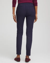 Chico's For Sale Passport Blue Pinstriped Brigitte™ Slim Pull-On Ankle Pants