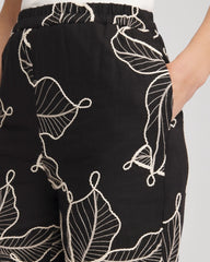 Chico's Online Black Embroidered Wide-Leg Cropped Pants