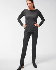 Chico's Sale Graphite Heather Gray Juliet Trim Detail Ponte Pants