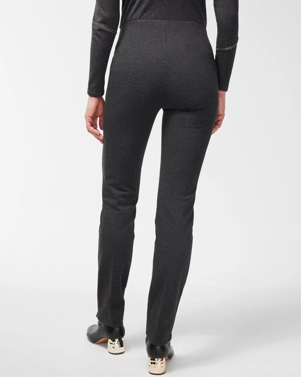 Chico's Sale Graphite Heather Gray Juliet Trim Detail Ponte Pants