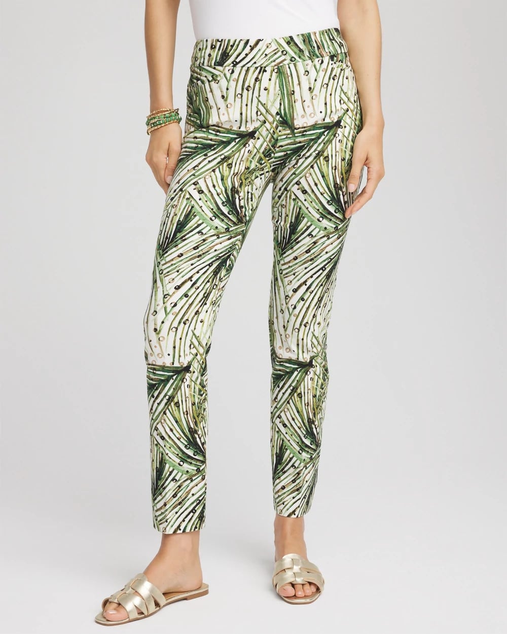 Chico's Outlet Ecru Brigitte™ Slim Ankle Palm-Print Pants